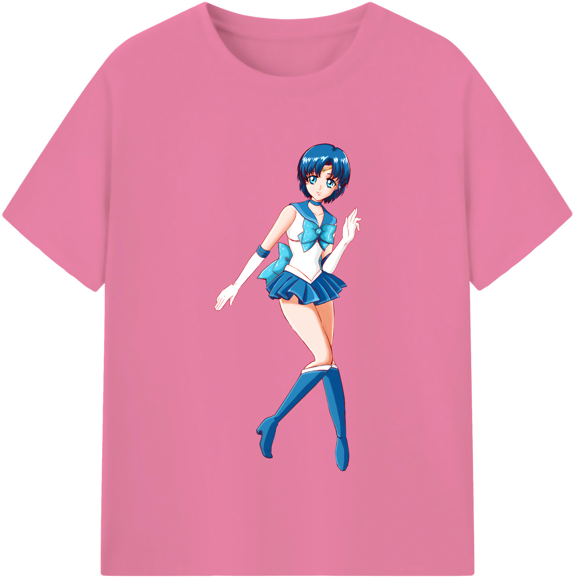 （画像用） 美少女戦士セーラームーン 水野 亜美 みずの あみ Sailor Moon Mizuno Ami 綿100％半袖Tシャツ（フロントプリント）